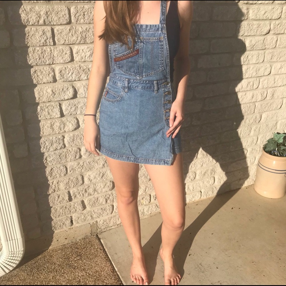 VTG denim overall skort overall dress 90’s 80’s